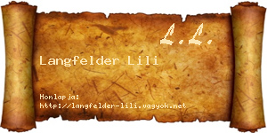 Langfelder Lili névjegykártya
